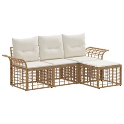 Set vanjskih sofa 4 pcs Prirodna i krema bijela Poliester