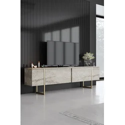 Hanah home TV Komoda Luxe Bež-Zlatna