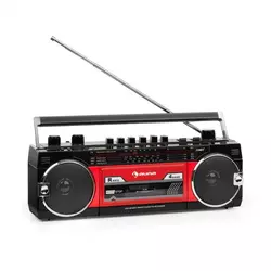 Auna Duke MKII kasetofon, Radio BT USB SD, teleskopska antena, crveni