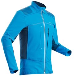 Jakna za planinarenje SH900 Warm Softshell muška plava.