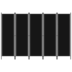 Sobna pregrada s 5 panela crna 250 x 180 cm