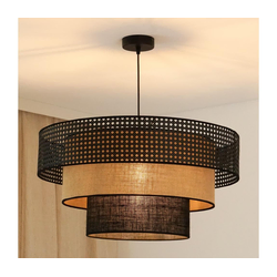 Brilagi - Luster na sajli DAKOTA LUNETA 1xE27/15W/230V prečnik 60 cm crna/ratan