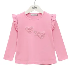 Wanex Majica dugih rukava za devojčice sa srcima 32878, Roze