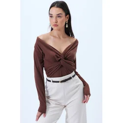 Trend Alaçati Stili Majica rjava