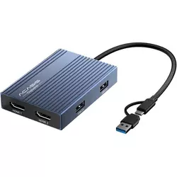 slomart ACASIS USB-C na Dual HDMI DisplayLink adapter, 4K@60Hz, 2 HDMI, 100W PD, za Mac M1/M2/M3/Neo, USB A/C, Phantom Grey