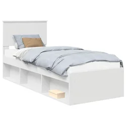 Vidaxl Konstrukcija postelje Bela 75 x 190 cm Masivno borovo les