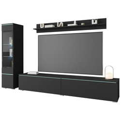 P & B Dnevni Regal Vera, Črna, 3-Delno, Led