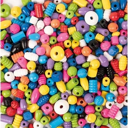 PLAYBOX Lesene perle za domačo izdelavo, različne oblike, večbarvne, 250 g