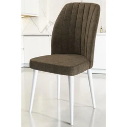 Hanah Home set trpezarijskih stolica Etra 8 kom, braon tkanina Jerry, bele drvene noge