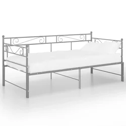 Vidaxl Izvlečni posteljni okvir siv iz kovine 90x200 cm