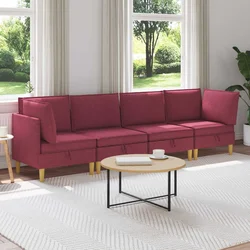 Modularni set sofe sa skladištem 4 pcs Vinska crvena Tkanina