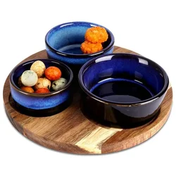 Vilde 139308N - Keramičke činije sa tacnom - 20 cm, set od 4 komada