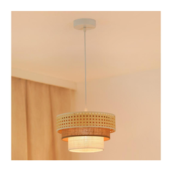 Brilagi - Luster na sajli CEDAR LUNETA 1xE27/15W/230V, prečnik 25 cm, ratan/braon/krem