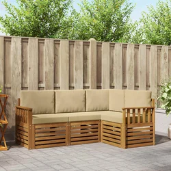 Setovi sofa s jastukom 4 pcs Prirodna i bež Čvrsto drvo akacije