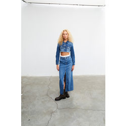 VATKALI Slit denim maxi skirt