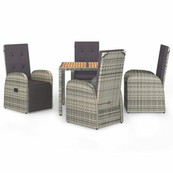 5-dijelni vrtni blagovaonski set sivi od poliratana