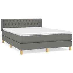 Vidaxl Box spring posteljni z vzmetnico temno siv 140x190 cm blago
