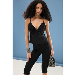 Trendyol Black 3D Rose Detailed Bustier