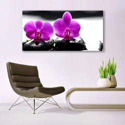 tulup.si Slika na steklu Orhideje narava 140x70 cm 4 obešalnika