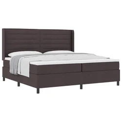 Vidaxl Postelja z vzmetnico z vzmetnico Temno rjava 200 x 200 cm blago