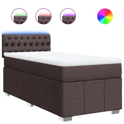 Vidaxl Box spring postelja z vzmetnico temno rjava 100x200 cm blago