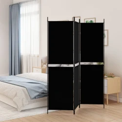 Sobna pregrada s 3 panela crna 150 x 180 cm od tkanine