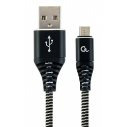 GEMBIRD CC-USB2B-AMmBM-2M-BW Gembird Premium cotton braided Micro-USB charging - data cable,2m, black/white