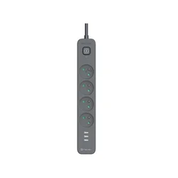 TRACER Produzni kabl 1.5m 4 uticnice sa 3 USB porta sa prenaponskom zastitom i prekidacem grafit TRALIS47026