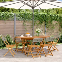 Sklopive vrtne stolice 6 kom sive od poliratana i masivnog drva