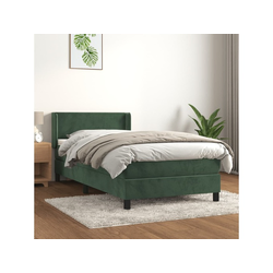Den Box spring postelja z vzmetnico temno zelena 100x200 cm žamet