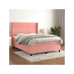 Den Box spring postelja z vzmetnico roza 140x190 cm žamet