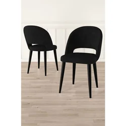 Hanah Home set trpezarijskih stolica Pane 6 kom, crna tkanina Babyface, crne metalne noge