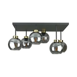 Plafonski luster NESSA 6xE27/60W/230V crna/zlatna/zadimljena crna
