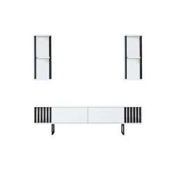 Hanah Home Chrome Line TV komoda sa dve police, Bela