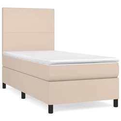 Krevet s oprugama i madrac cappuccino 100x200cm od umjetne kože