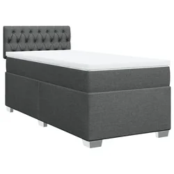 Vidaxl Box spring postelja z vzmetnico temno siva 100x200 cm blago