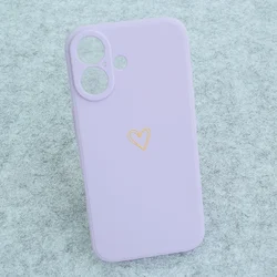Maska za iPhone 16 Golden Heartbeat ljubičasta