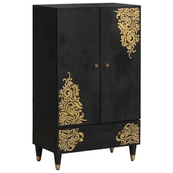 Highboard s ladicama Crna 60 x 33 x 100 cm Čvrsto drvo manga