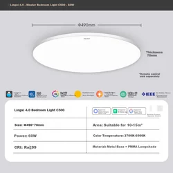 Yeelight Plafonska lampa, 60 W, 200 V