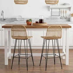 vidaXL Barski stol 2 pcs Naravna 44 x 55 x 109 cm Rattan in jeklo