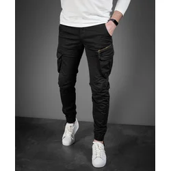 Denistar Muške pantalone 100/2708, Kargo, Crne