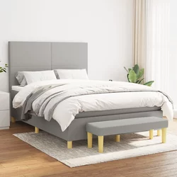vidaXL Box spring postelja z vzmetnico svetlo siva 140x200 cm blago