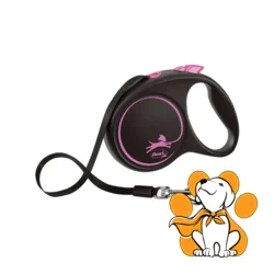 Flexi Black Design Tape S, 5m, Povodac Za Pse U Roze Boji