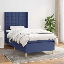 Greatstore Box spring postelja z vzmetnico moder 80x200 cm blago