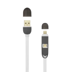 KABEL USB A moški -> MICRO USB + 8-polni iPh moški 1 m bel