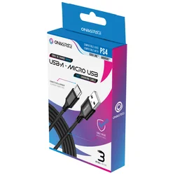 Polnilni kabel Oniverse USB-A na Micro-USB - 3 m, črn (PS4)