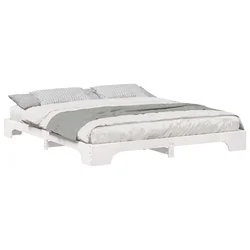 Vidaxl Konstrukcija postelje Bela 180 x 220 cm Masivno borovo les