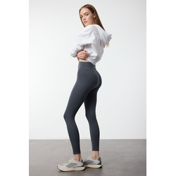 Trendyol Anthracite Soft Brushed Fabric Reflective Print Detailed Full Length Knitted Sports Tights