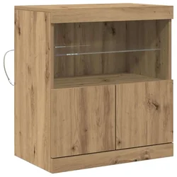 Vidaxl LED bočni predalnik Rjava 60,5 x 37 x 67 cm Konstruiran les
