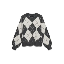 VERO MODA Pulover VMDOFFY ecru/temno siva